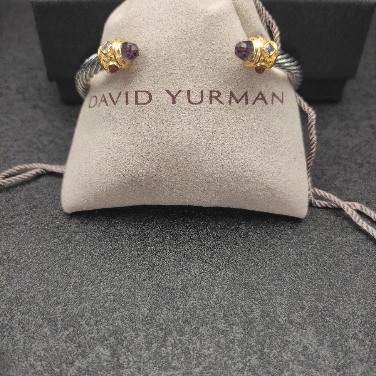 Renaissance® Classic Cable Bracelet Sterling Silver with 14K Yellow Gold, Amethyst, 5mm