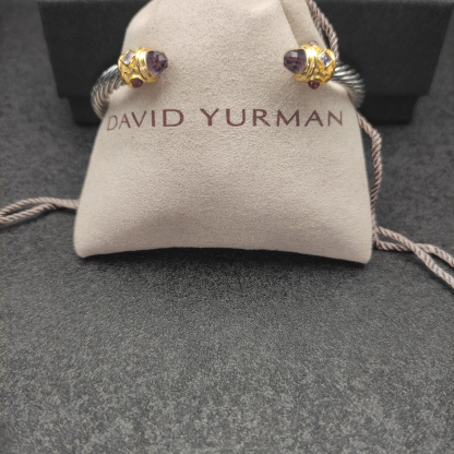 Renaissance® Classic Cable Bracelet Sterling Silver with 14K Yellow Gold, Amethyst, 5mm