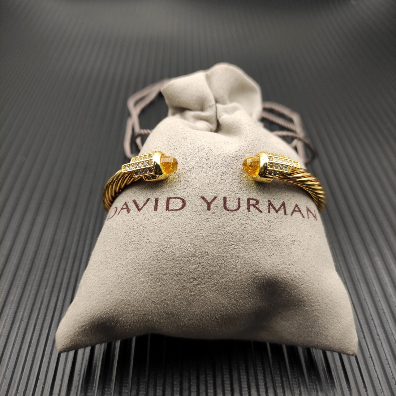 Cable Bracelet with Citrine & Diamond Accents  5mm