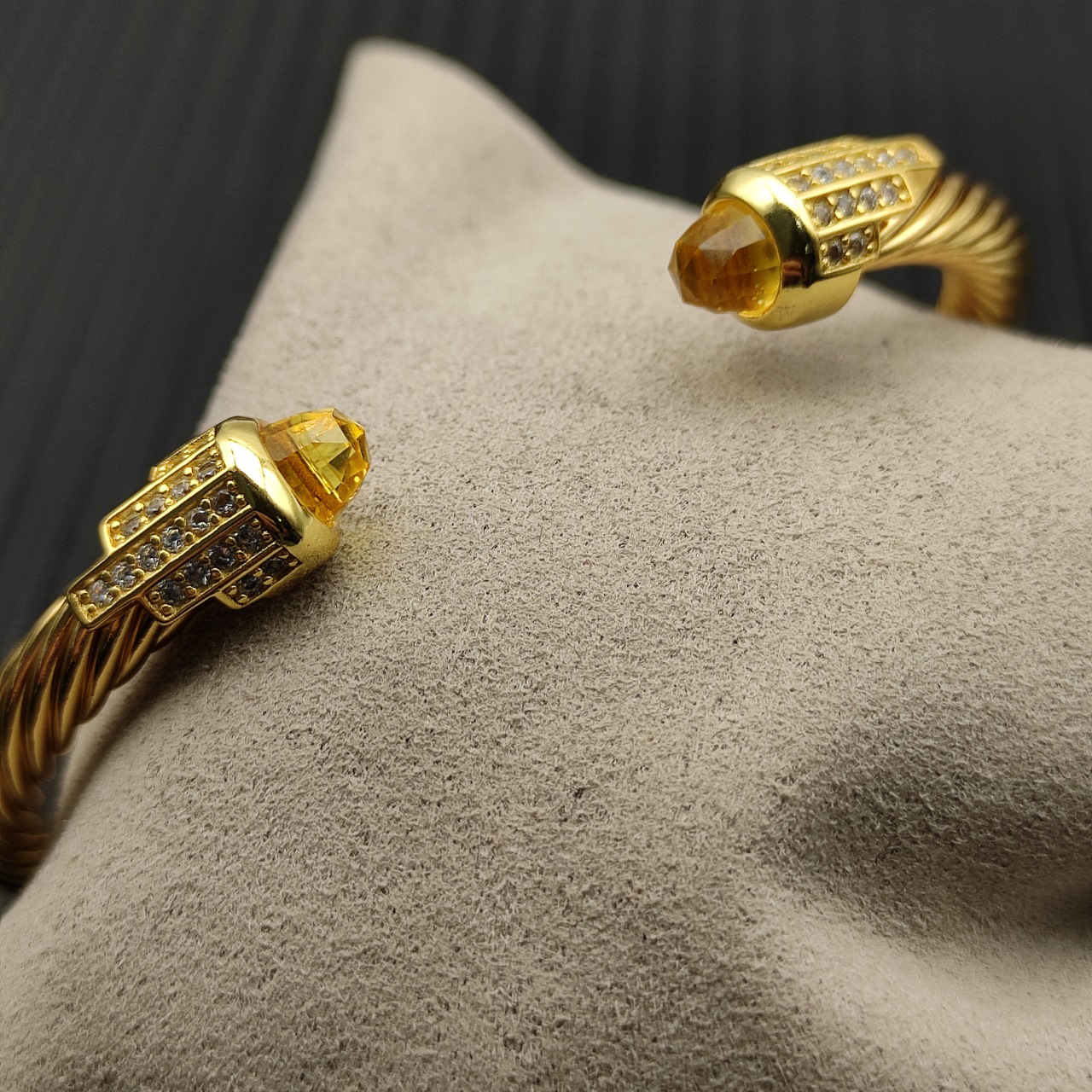Cable Bracelet with Citrine & Diamond Accents  5mm