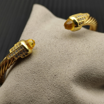 Cable Bracelet with Citrine & Diamond Accents  5mm