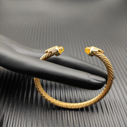 Cable Bracelet with Citrine & Diamond Accents  5mm