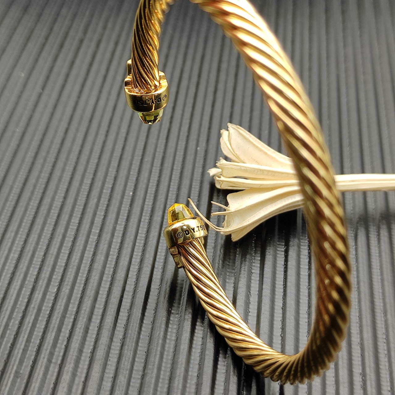 Cable Bracelet with Citrine & Diamond Accents  5mm