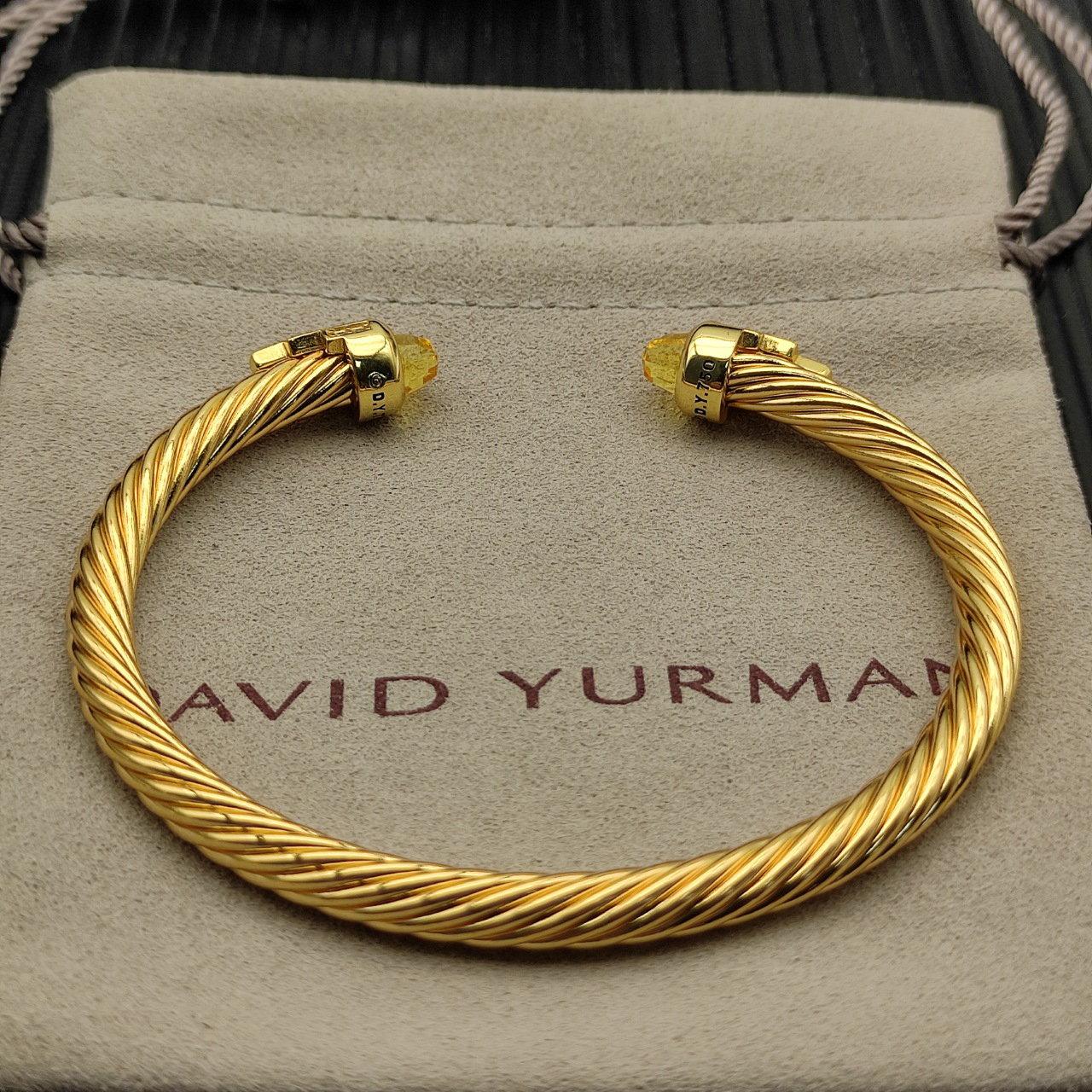 Cable Bracelet with Citrine & Diamond Accents  5mm