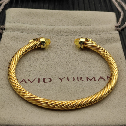 Cable Bracelet with Citrine & Diamond Accents  5mm