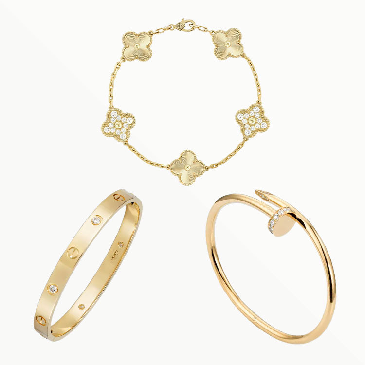 3‑Piece Icon Stack – Love Bracelet, 4 Diamonds, Clou & Clover