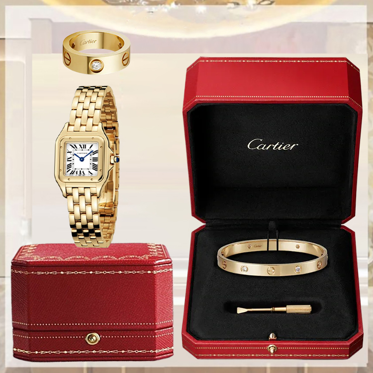 3‑Piece Carthttier Stack –Panthere, Yellow Gold, Diamonds