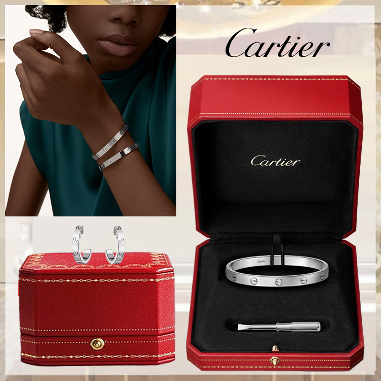 LOVE BRACELET, CLASSIC MODEL & LOVE HOOP EARRINGS, SMALL MODEL