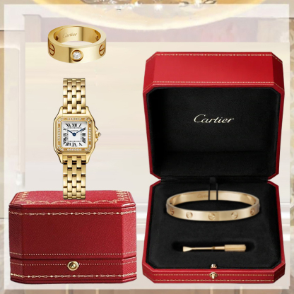 3‑Piece Carthttier Stack –Panthère, Yellow Gold, Diamonds