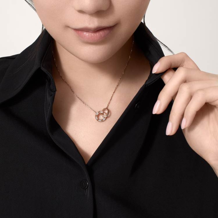 LOVE necklace, paved with diamonds 18K rose gold