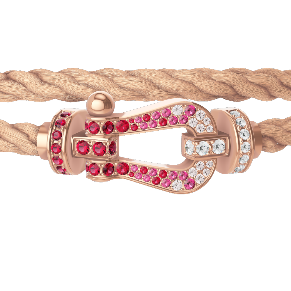 FORCE 10 BRACELET 18K PINK GOLD AND SAPPHIRE, RUBIES, DIAMONDS LARGE MODEL