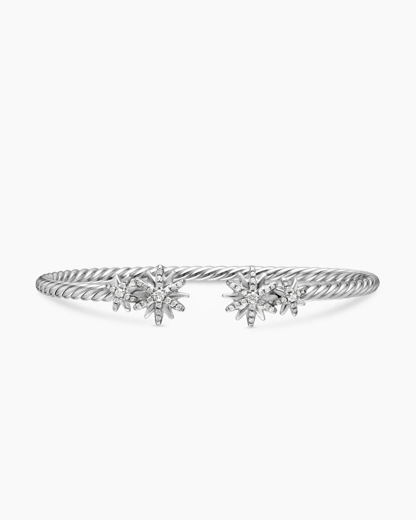 Starburst Cable Bracelet Sterling Silver with Diamonds, 4mm