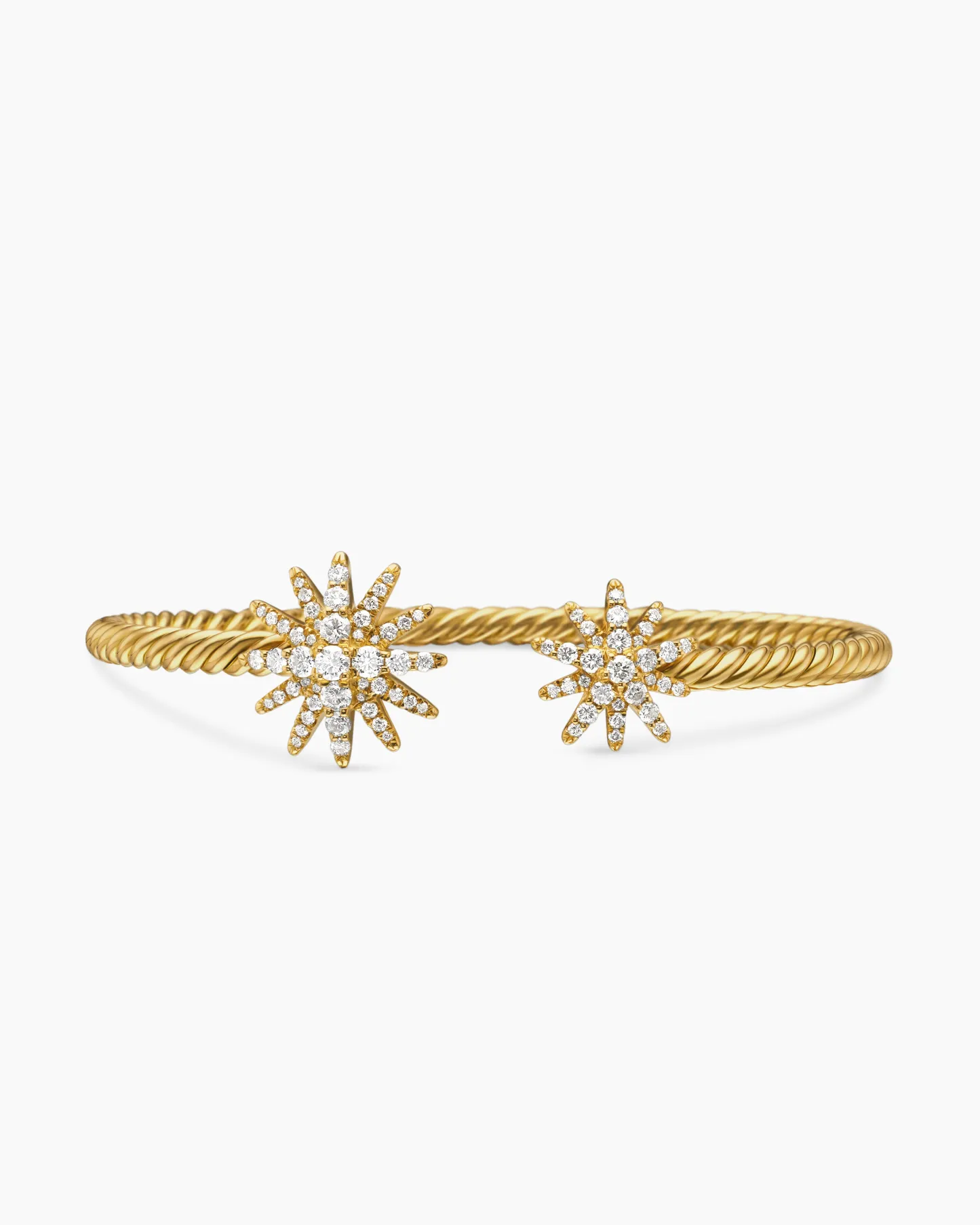 Starburst Cable Bracelet 18K Yellow Gold with Diamonds, 3.5mm, 4mm
