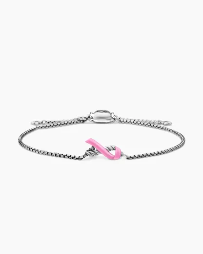 Cable Collectibles® Ribbon Chain Bracelet Sterling Silver with Pink Enamel