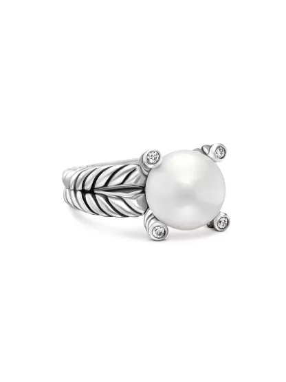Dathtvid Yurthtman  Cable Collectibles® Pearl Ring with Diamonds