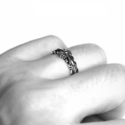 BABY DOUBLE FLORAL CROSS RING