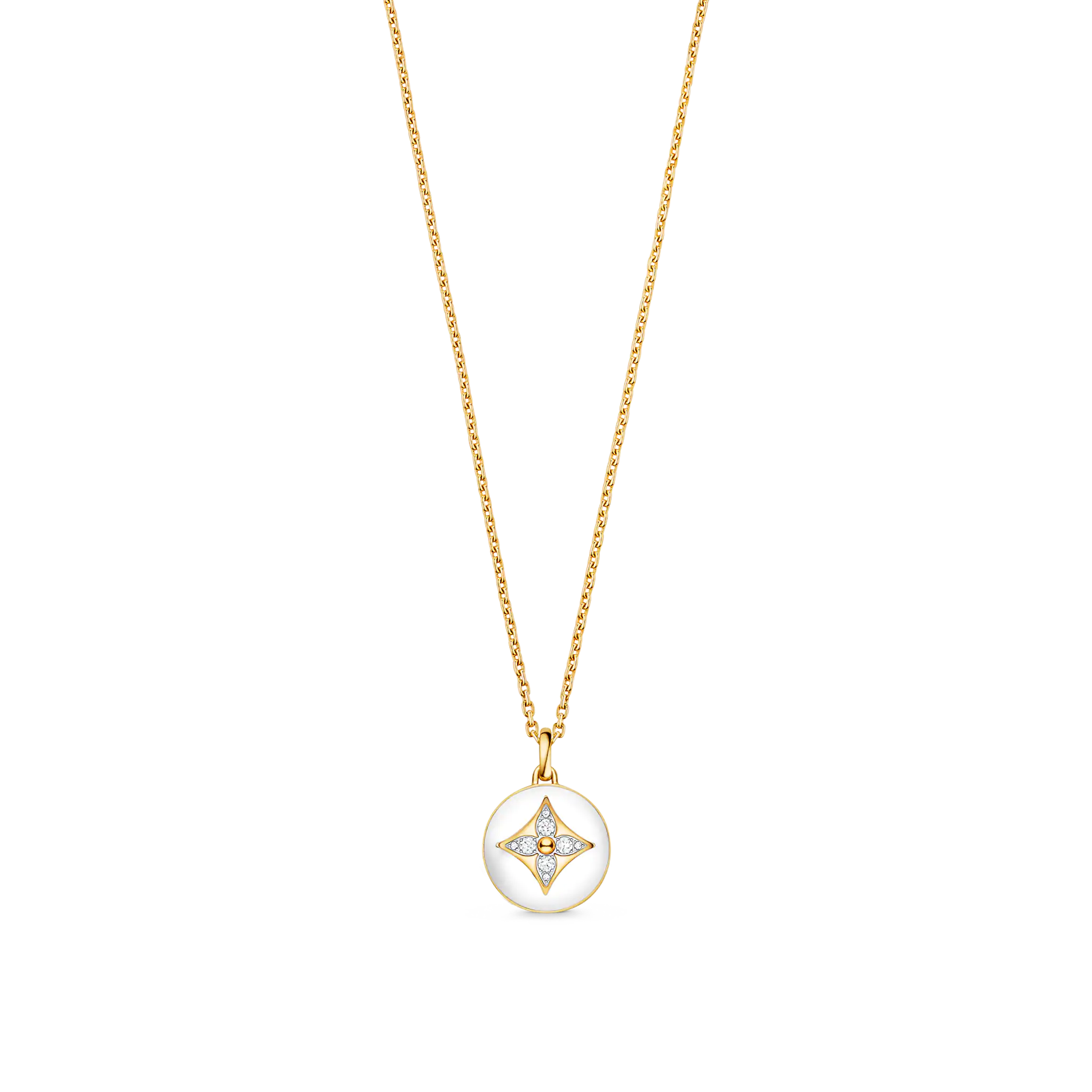 B Blossom Medallion, Yellow Gold, White Gold, White Agate And Diamonds
