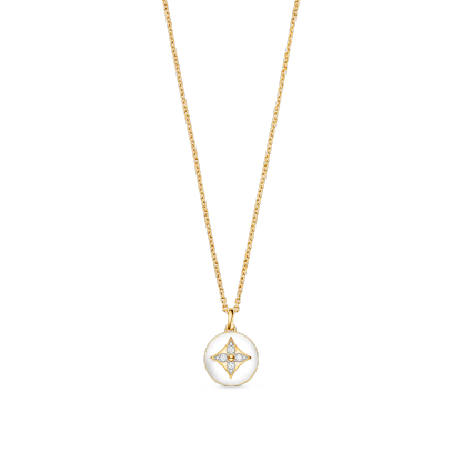 B Blossom Medallion, Yellow Gold, White Gold, White Agate And Diamonds