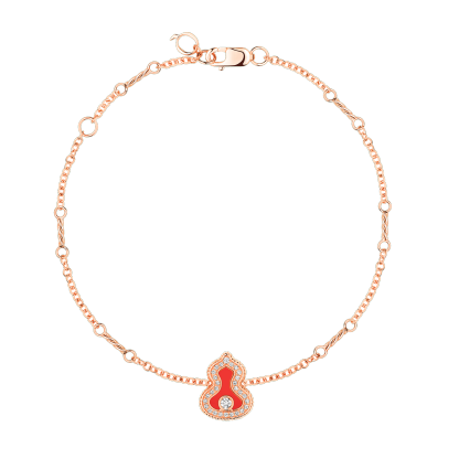 Wulu bracelet in 18K rose gold with diamonds and red agate