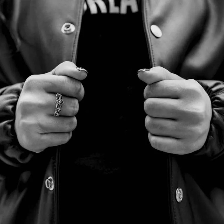 BABY DOUBLE FLORAL CROSS RING