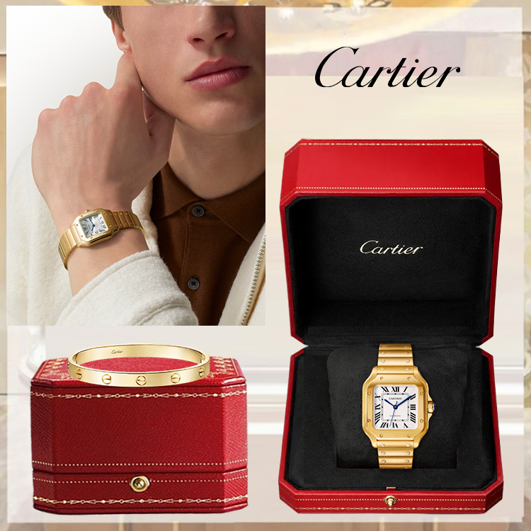 SANTOS DE CARthtTIER WATCH & LOVE BRACELET, CLASSIC MODEL