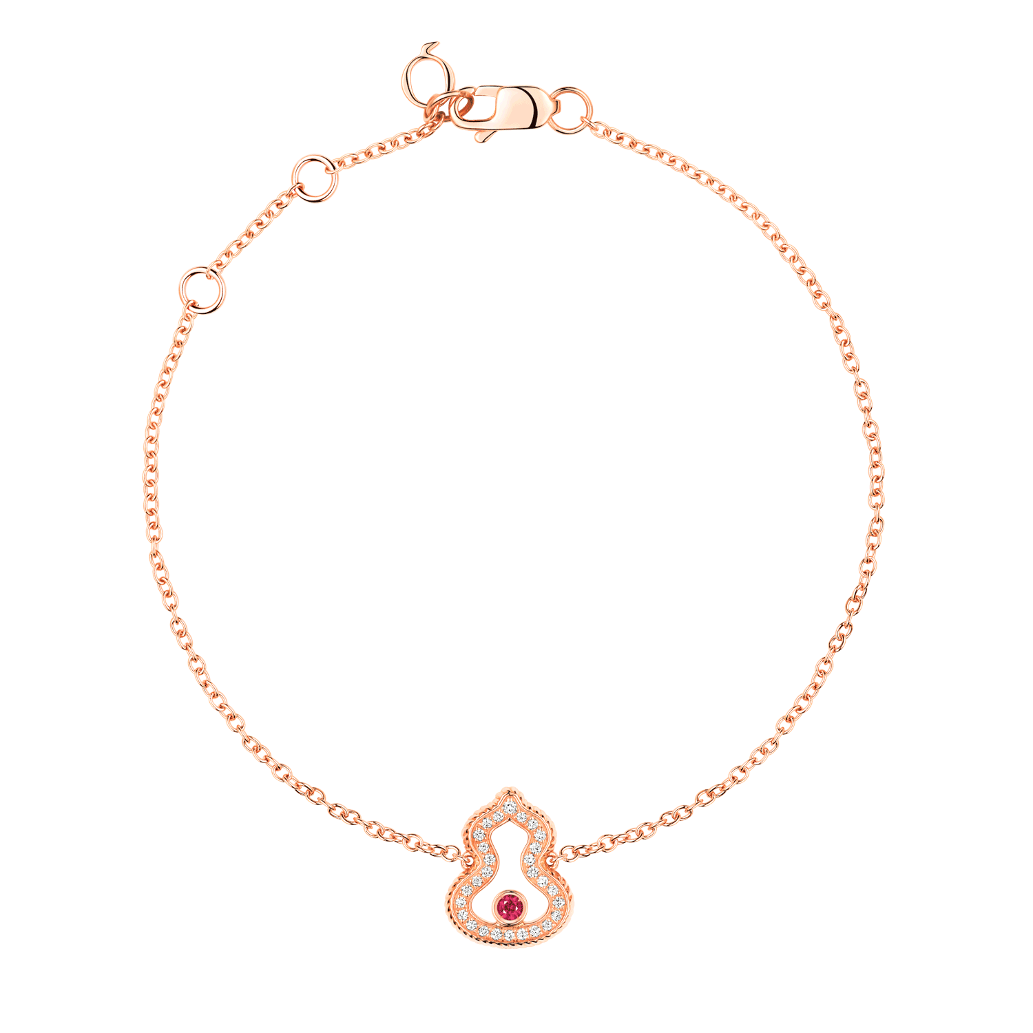Wulu Legend bracelet in 18K rose gold with diamonds and ruby