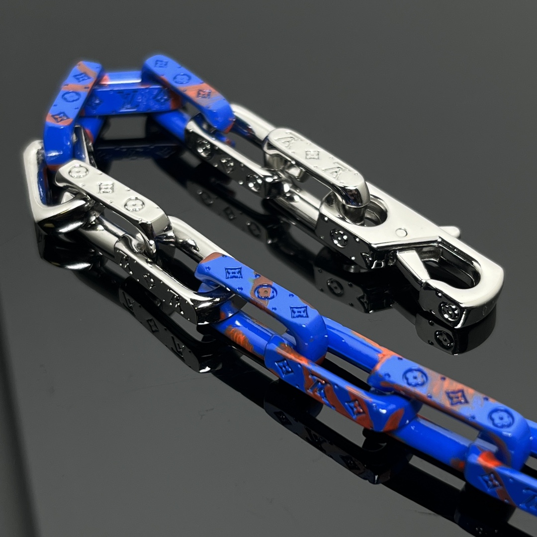 Gradient blue bamboo small letter drop bracelet