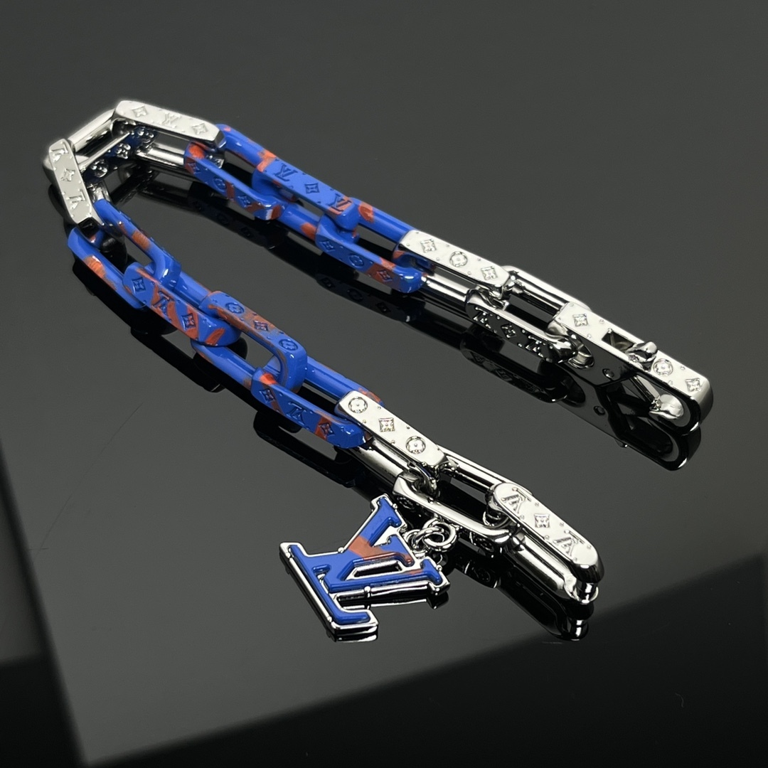 Gradient blue bamboo small letter drop bracelet