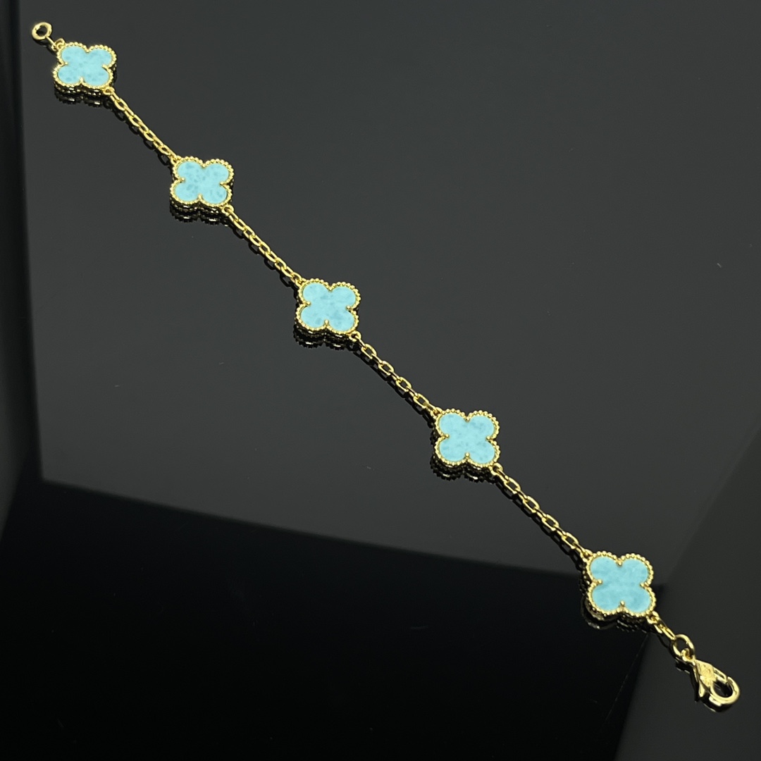 Vintage Alhambra 4 Station Turquoise Bracelet