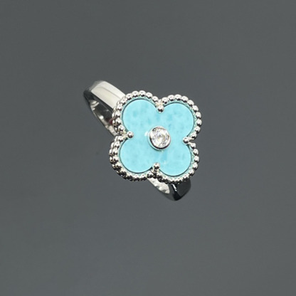 Turquoise and Diamond Vintage Alhambra Ring