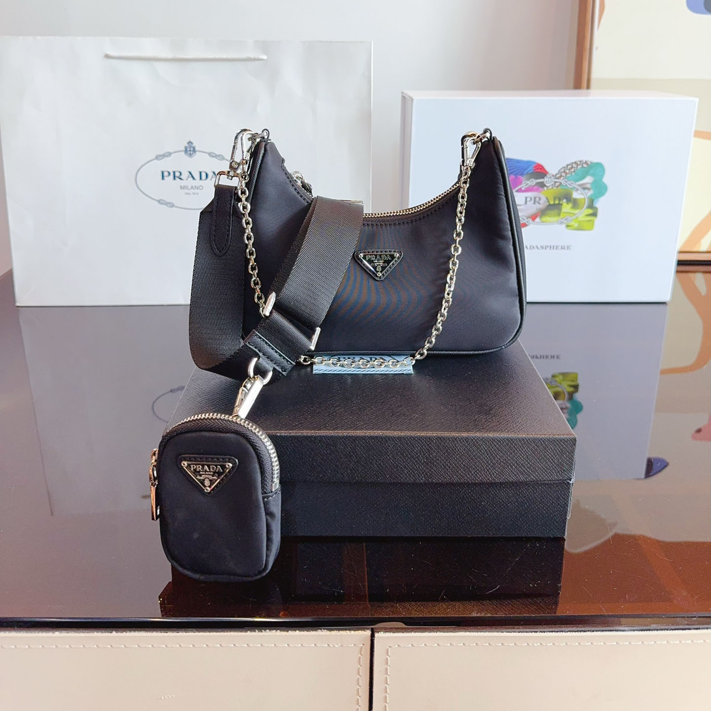 *Re-Edition 2005 Re-Nylon and Saffiano mini bag