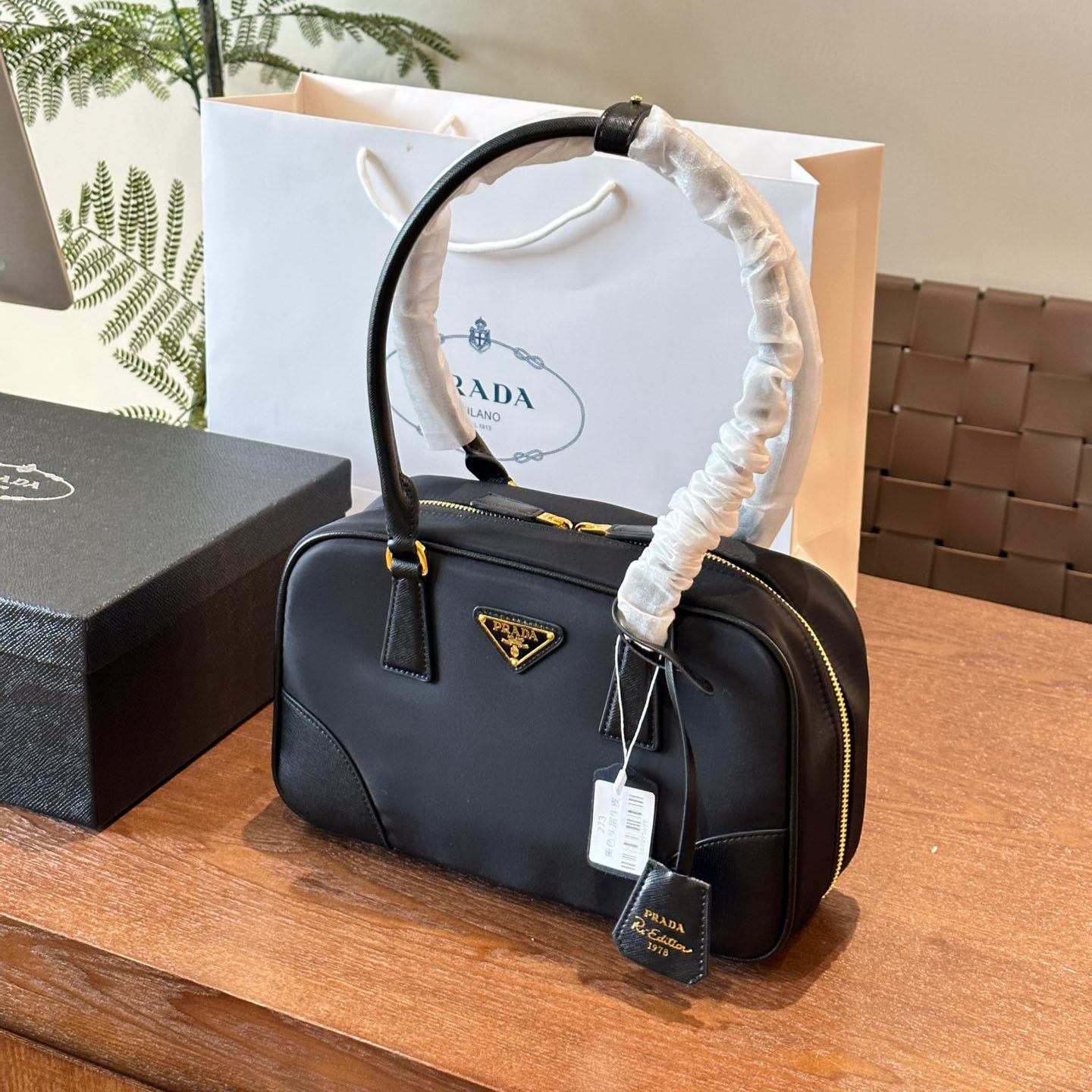 *Re-Edition 1978 medium Re-Nylon and Saffiano leather two-handle bag