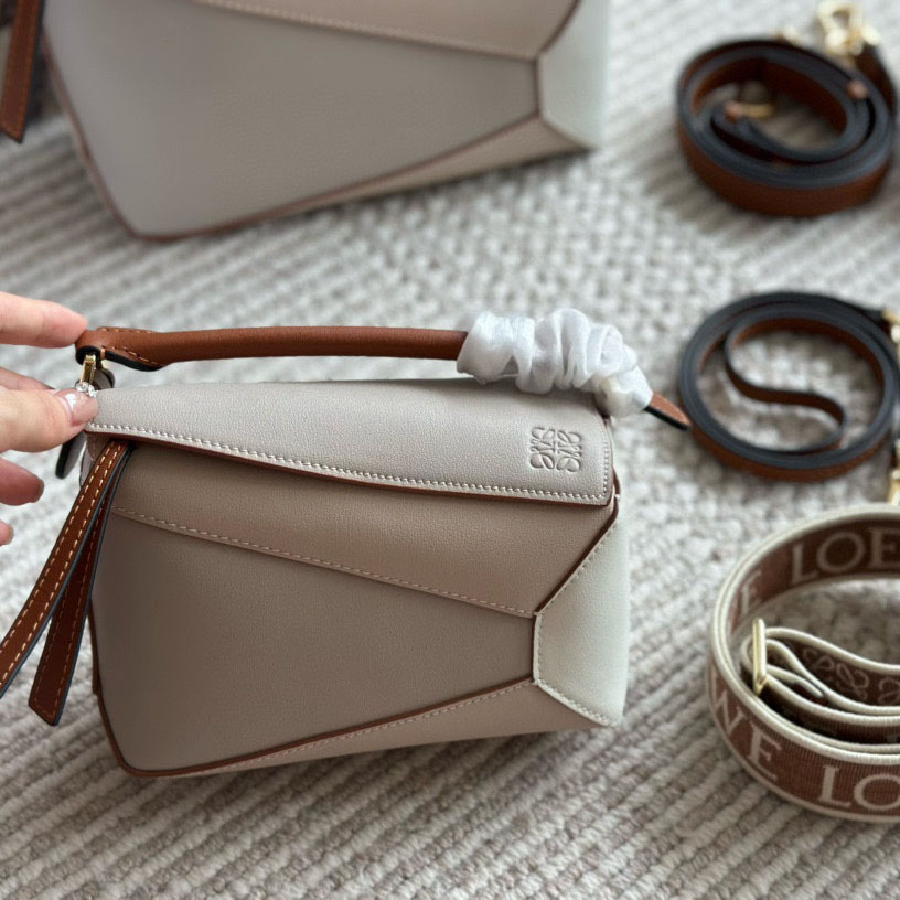 Puzzle bag in soft grained calfskin