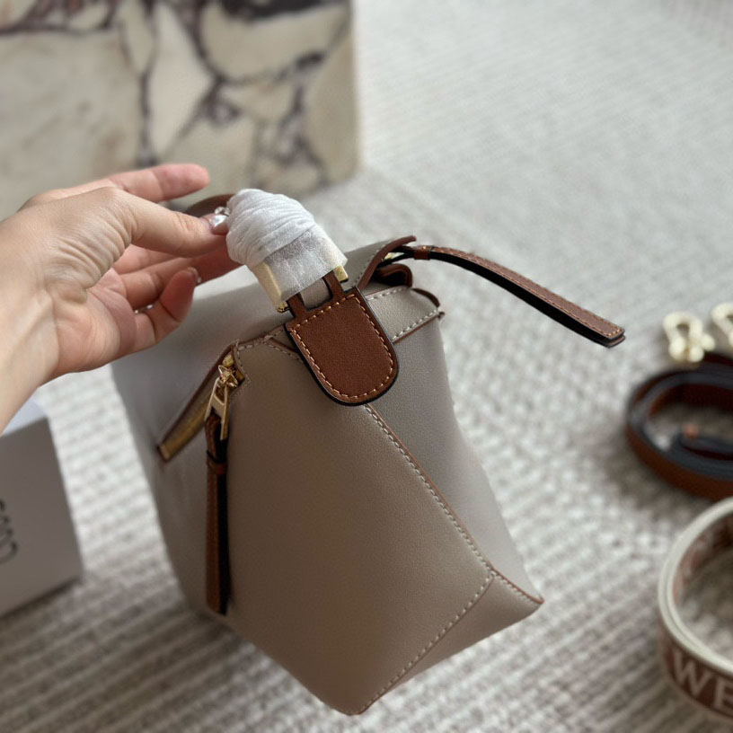 Puzzle bag in soft grained calfskin