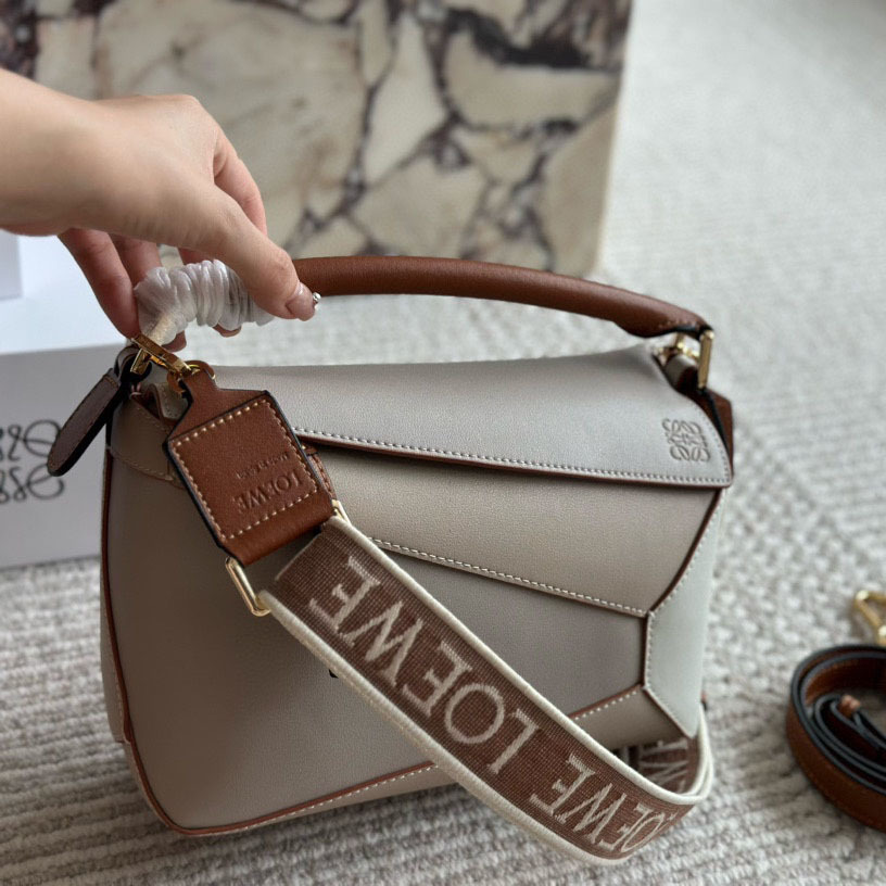 Puzzle bag in soft grained calfskin