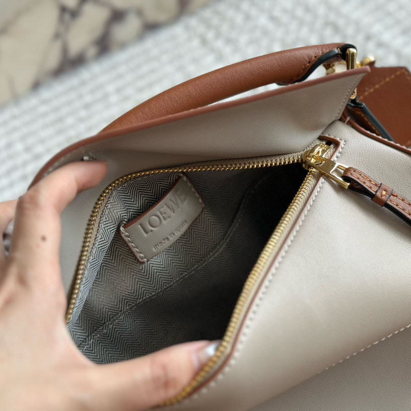 Puzzle bag in soft grained calfskin