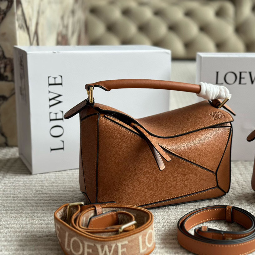 Puzzle bag in soft grained calfskin