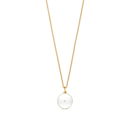 B Blossom Medallion, Yellow Gold, White Gold, White Agate And Diamonds