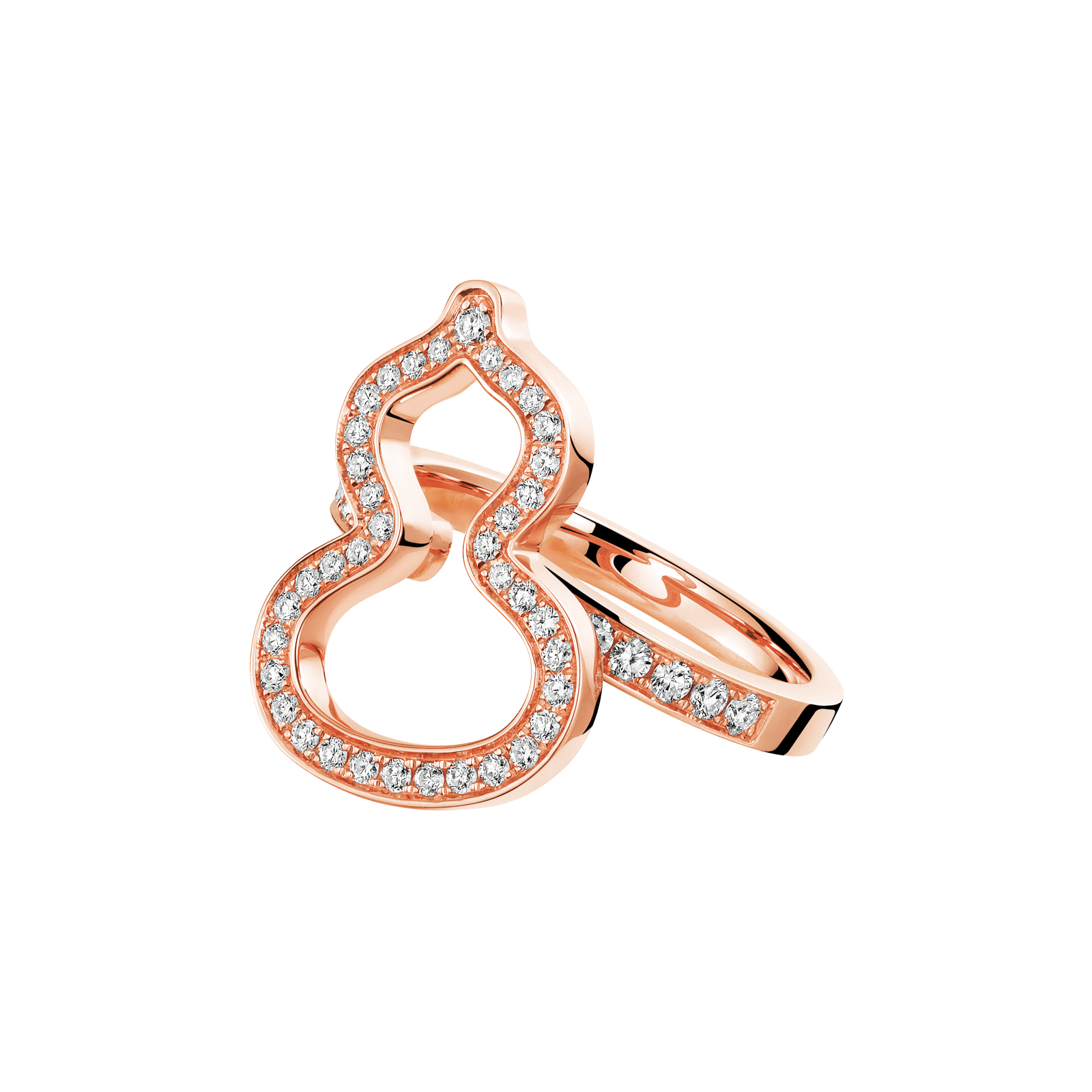 Small Wulu ring in 18K rose gold with diamonds