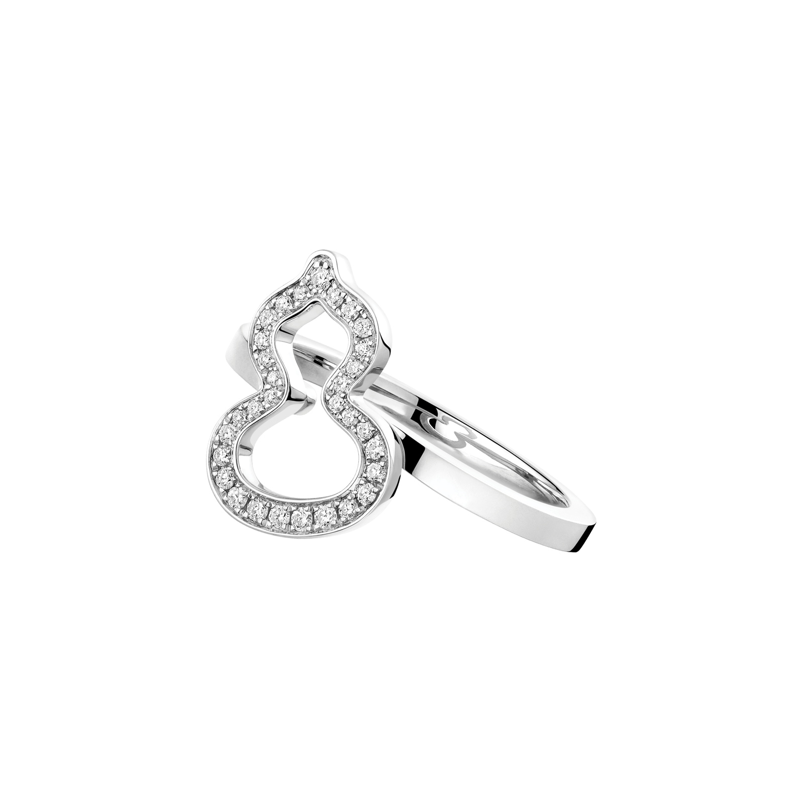 Petite Wulu ring in 18K white gold with diamonds