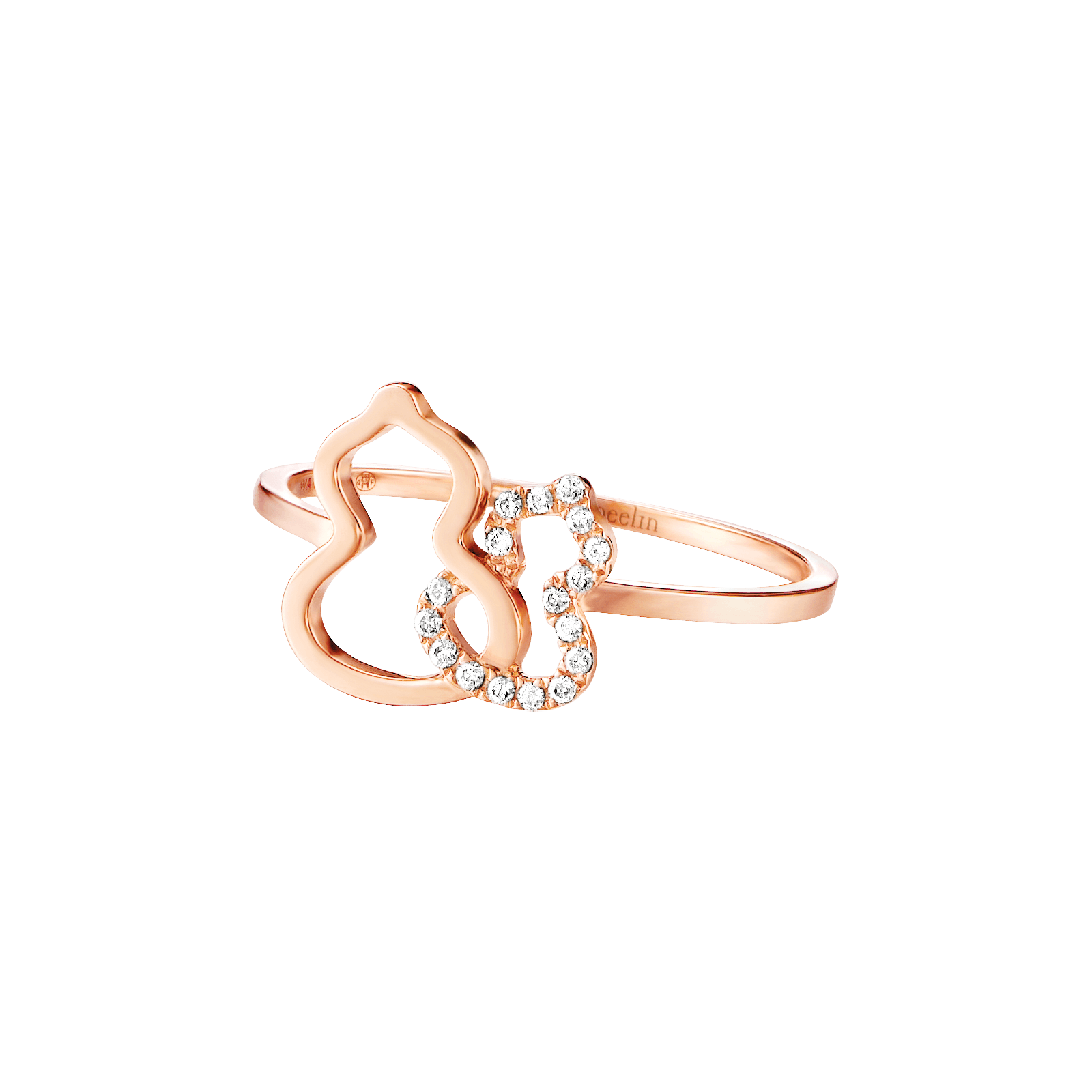 Petite Double Wulu ring in 18K rose gold with diamonds