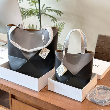 Puzzle Fold tote in shiny calfskin