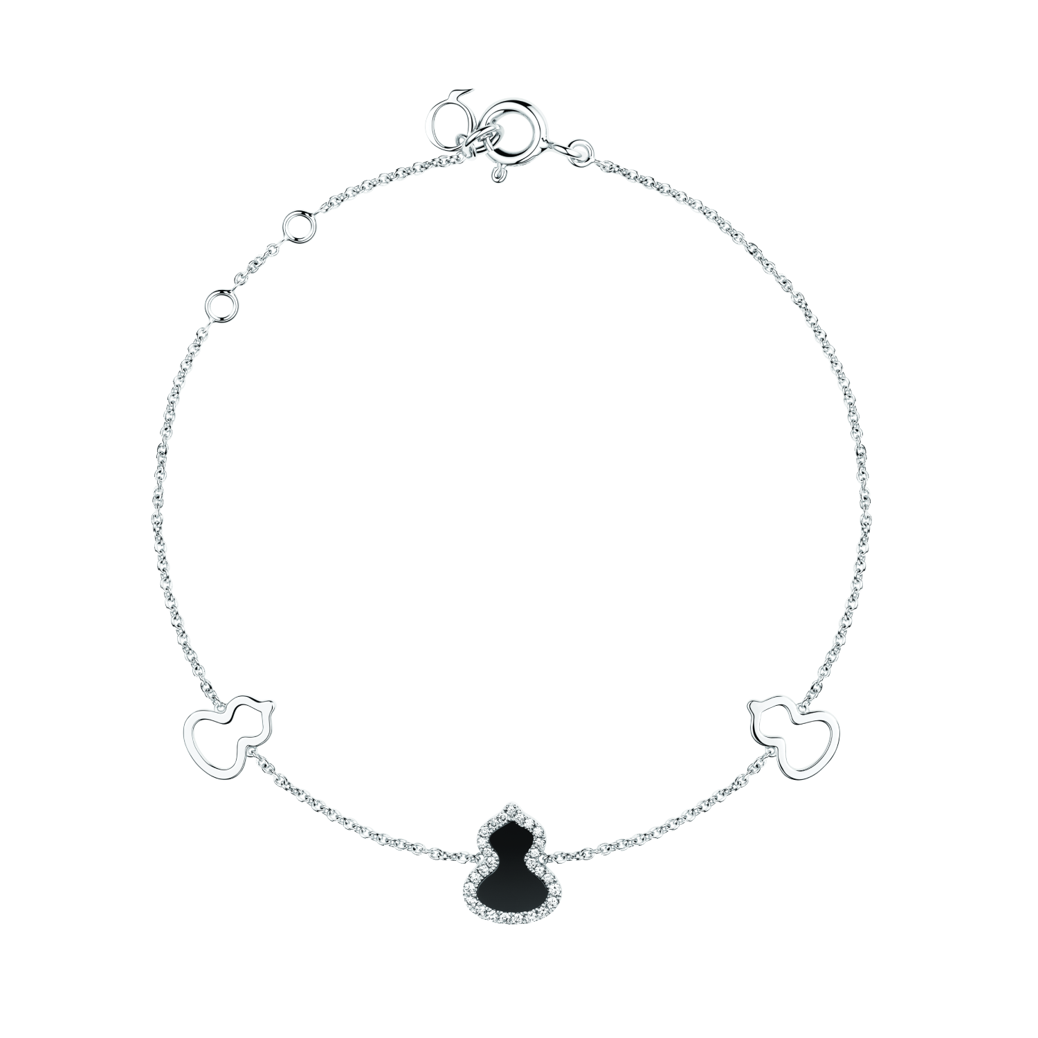 Petite Wulu bracelet in 18K white gold with diamonds and onyx