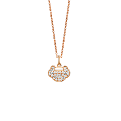 Petite Yu Yi necklace in 18K rose gold with diamonds