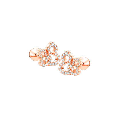 Double Wulu ear studs in 18K rose gold with diamonds