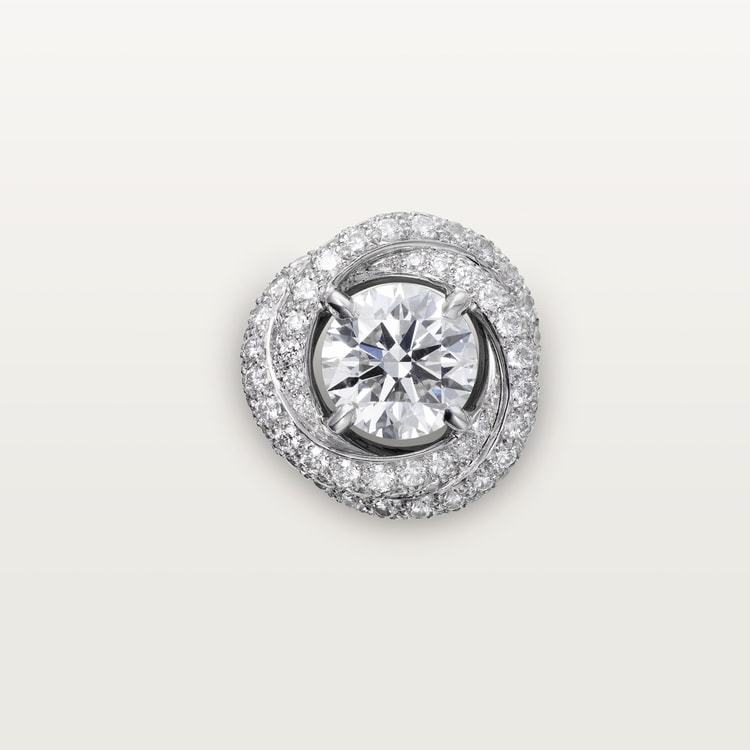 TRINITY RUBAN STUD EARRINGS, 2 BRILLIANT-CUT DIAMONDS, PAVED