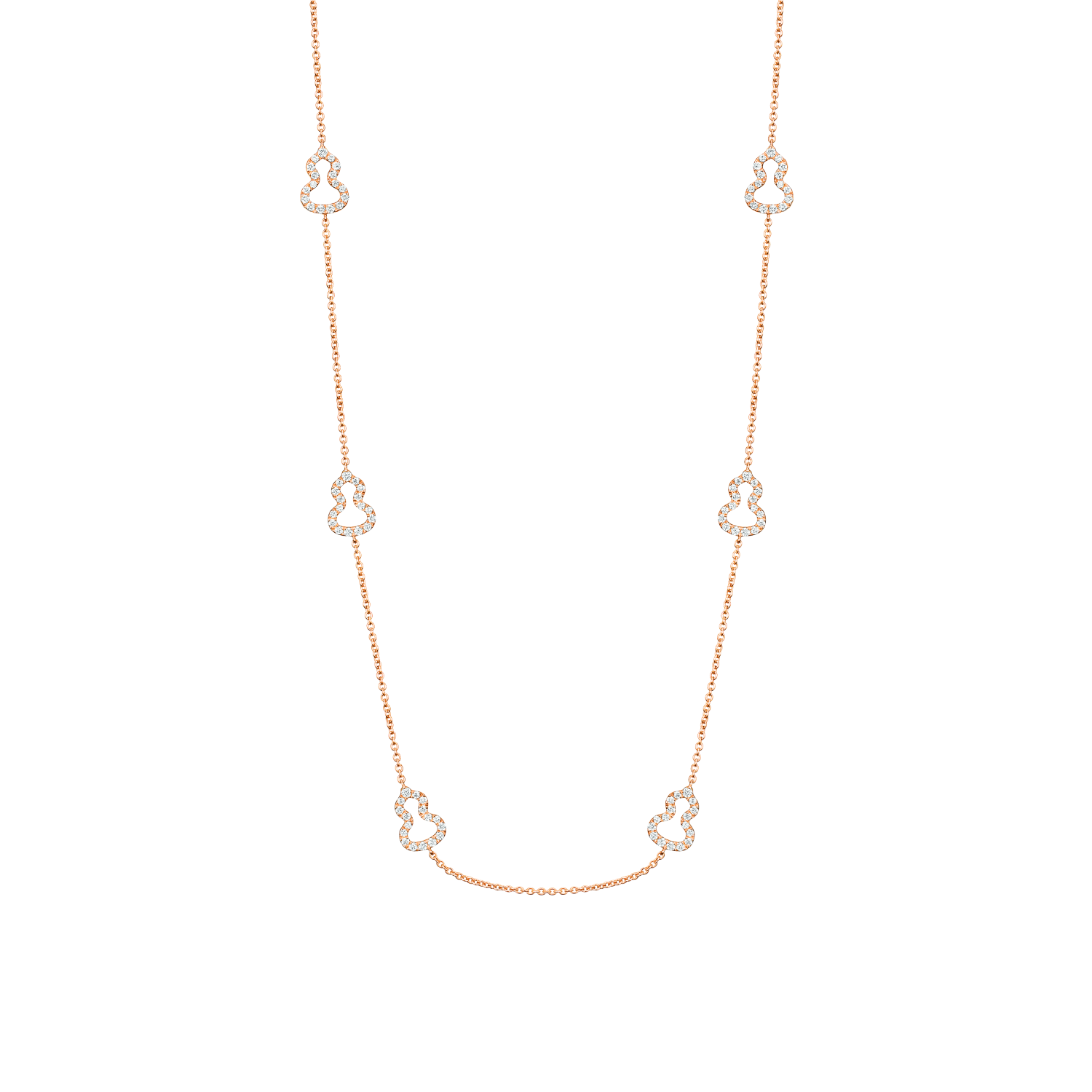 Wulu 22 inches sautoir necklace in 18K rose gold with diamonds