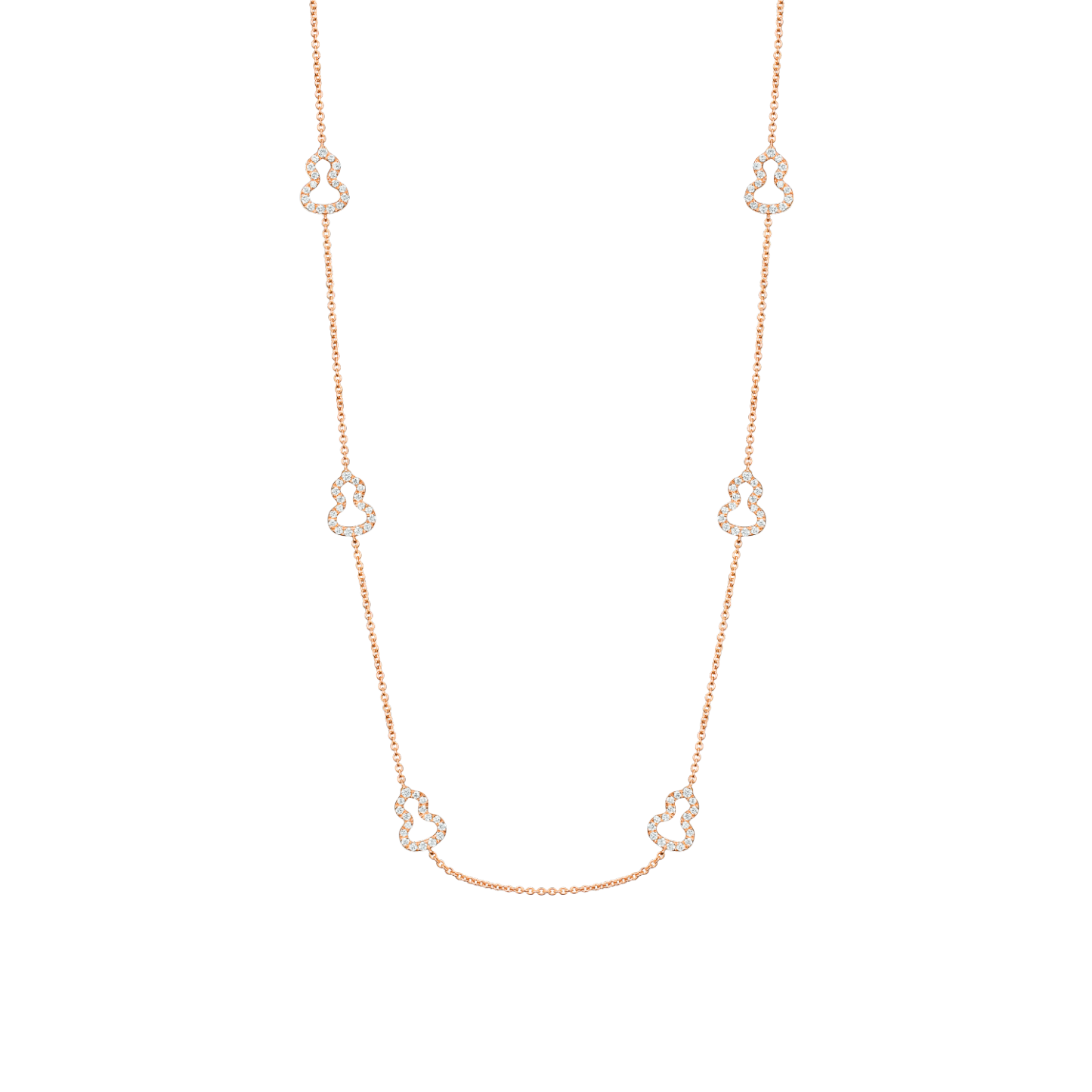Wulu 22 inches sautoir necklace in 18K rose gold with diamonds