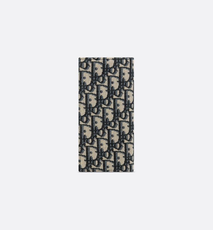 Vertical Long Wallet  Beige and Black Oblique Jacquard