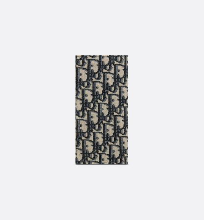 Vertical Long Wallet  Beige and Black Oblique Jacquard
